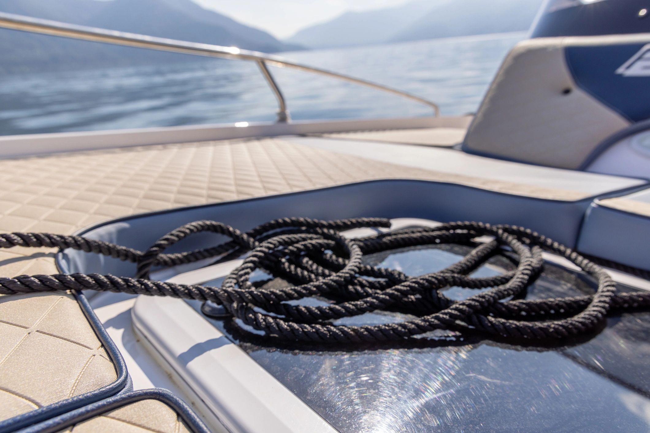 Boat deck detail on a lake